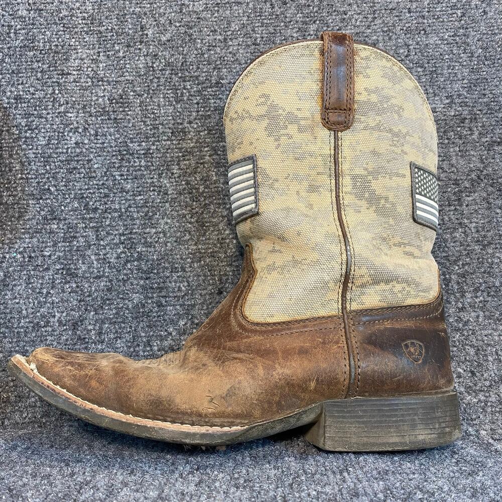 ARIAT Sport Patriot Western Camo Brown Leather Cowboy Boots Mens 5 Big Kids 4